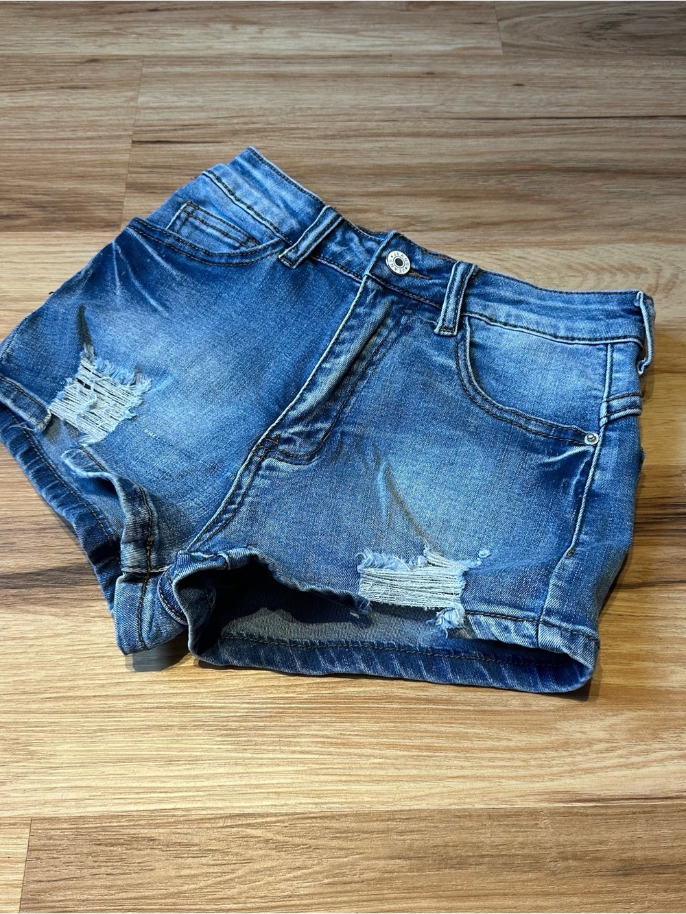 Blue Distressed Jean Shorts